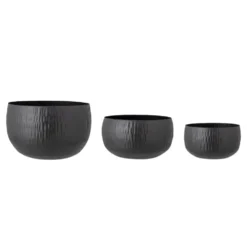 Bloomingville Abisha Blumentopf Set 3er, Schwarz, Metall
