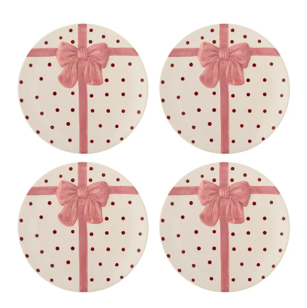 Bloomingville Bowie Teller Weihnachten im 4er-Set Rose, Ø 20,5 cm