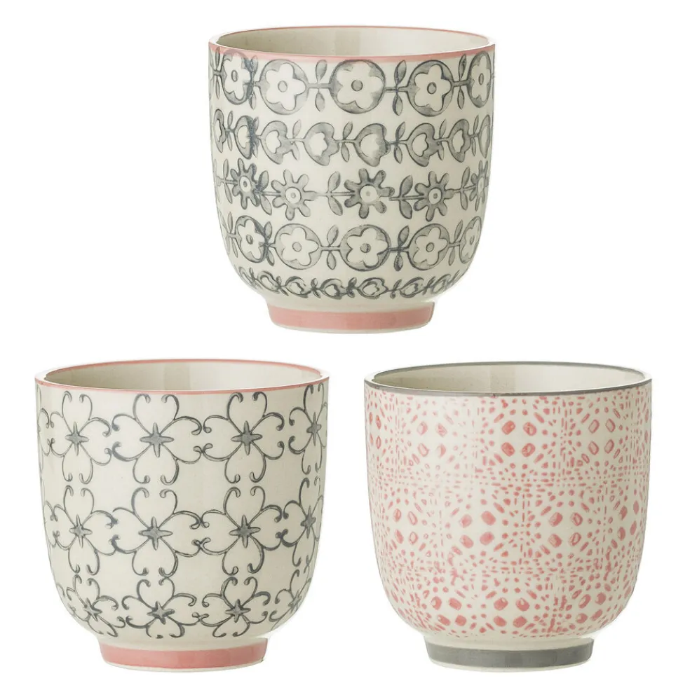 Bloomingville Cécile Becher klein, Rose, Steingut 3er-Set