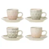 Bloomingville Cécile Espresso Cup, Rose, Steingut 4er-Set