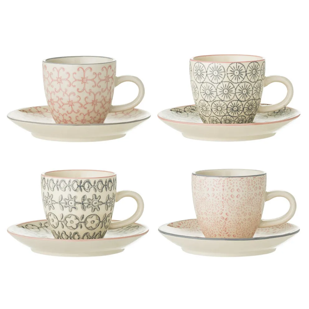 Bloomingville Cécile Espresso Cup, Rose, Steingut 4er-Set
