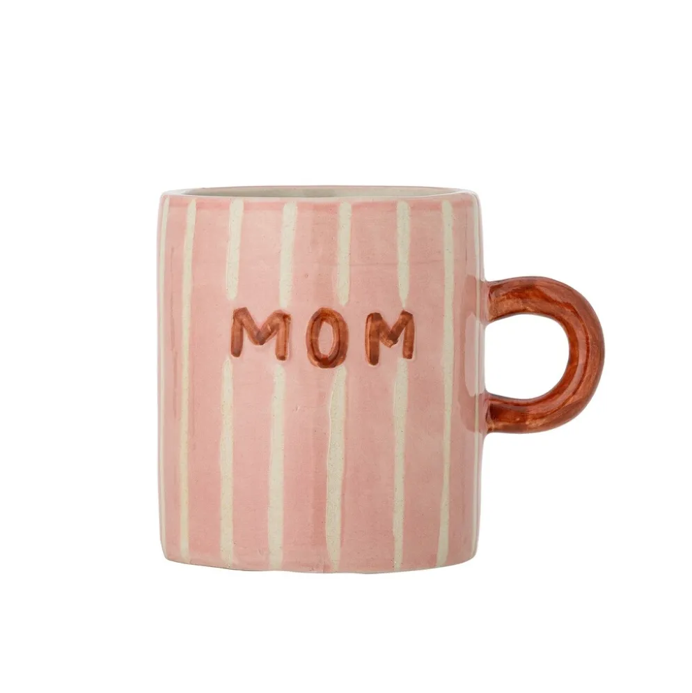 Bloomingville Cherish Becher MOM Rose aus Steingut – Handbemaltes Unikat