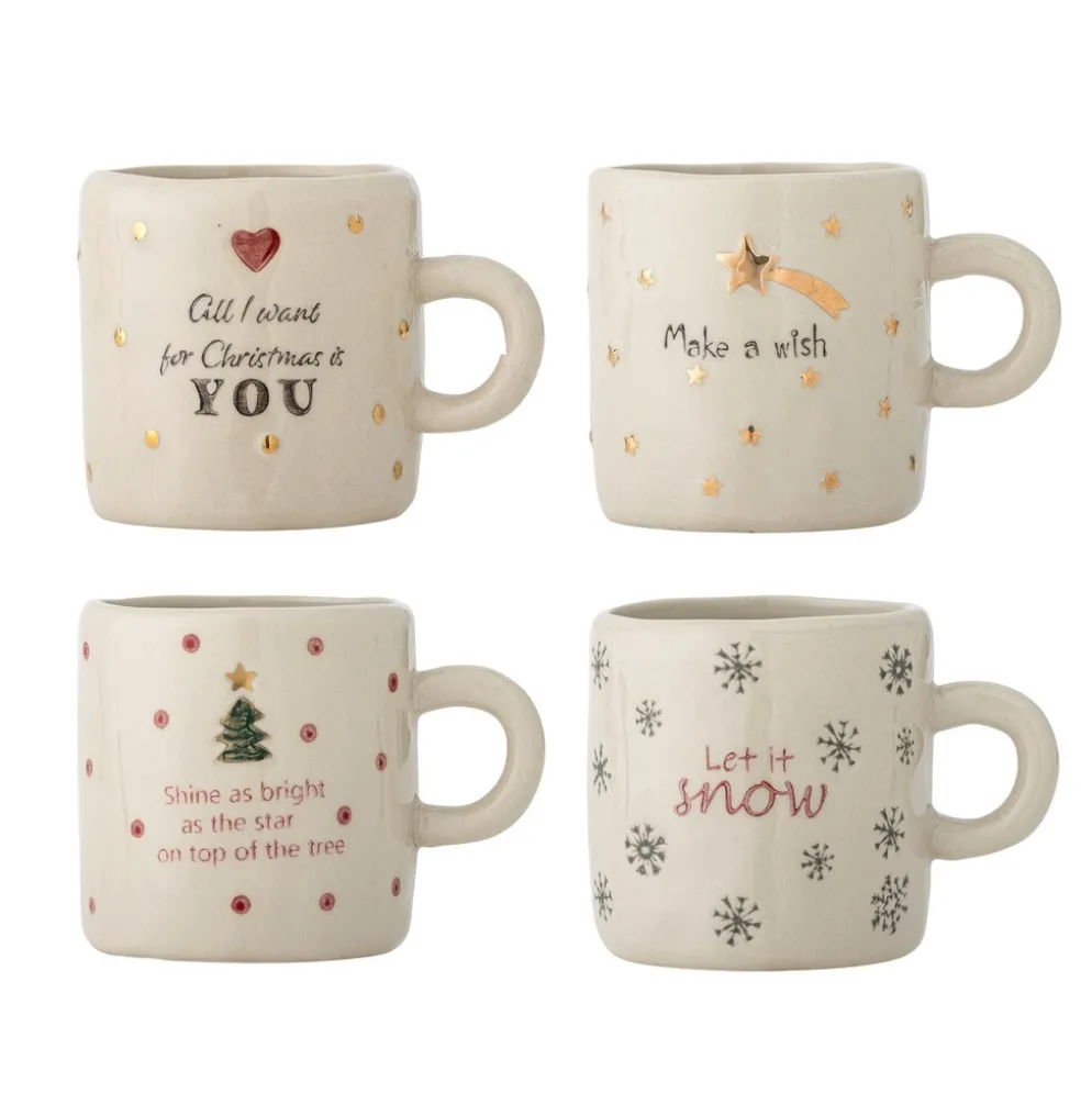 Bloomingville Christy Tasse Natur 260 ml (4er-Set), Weihnachten