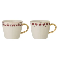 Bloomingville 2er Set Becher Jolly mit Henkel und Muster