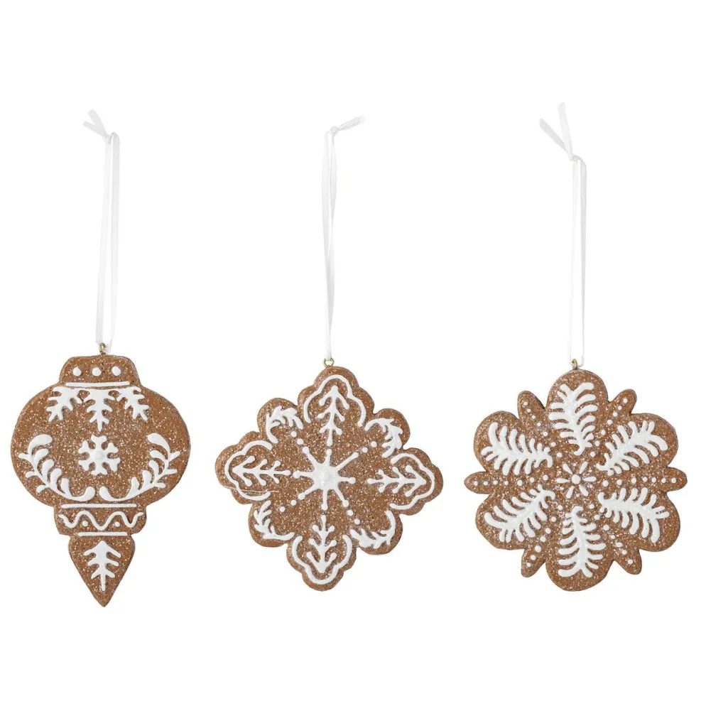 Bloomingville 3er Set Ornament Pearl Lebkuchenoptik