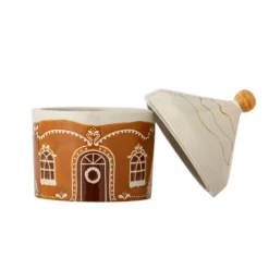 Bloomingville Gina Gefäß mit Deckel aus Steingut, Weihnachten