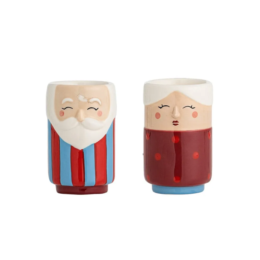 Bloomingville Granny Salz- und Pfefferset aus Steingut in Rot, Weihnachten