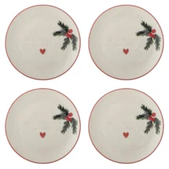 Bloomingville Jovida Weihnachts-Teller 4er-Set aus Steingut Ø 16 cm