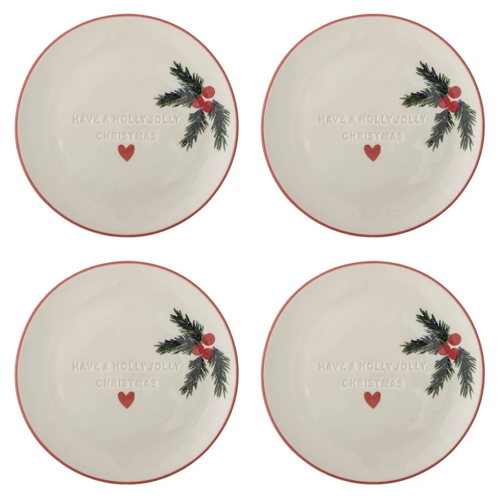 Bloomingville Jovida Weihnachts-Teller 4er-Set aus Steingut Ø 16 cm