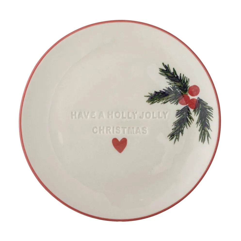 Bloomingville Jovida Weihnachts-Teller 4er-Set aus Steingut Ø 16 cm