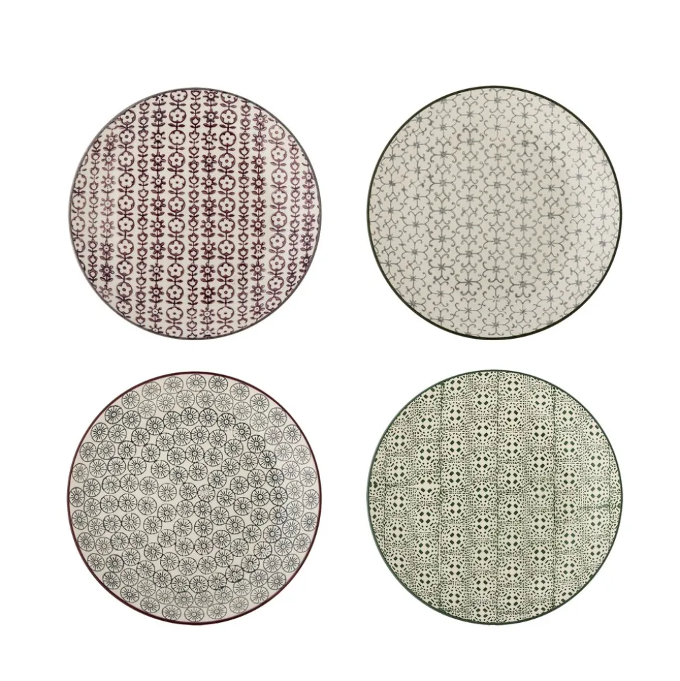 Bloomingville Karine Dessert Teller 4er-Set, Bunt, Steingut
