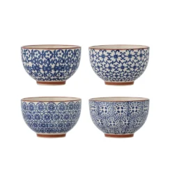 Bloomingville Karine Schale aus Steingut, Blau, 4er-Set