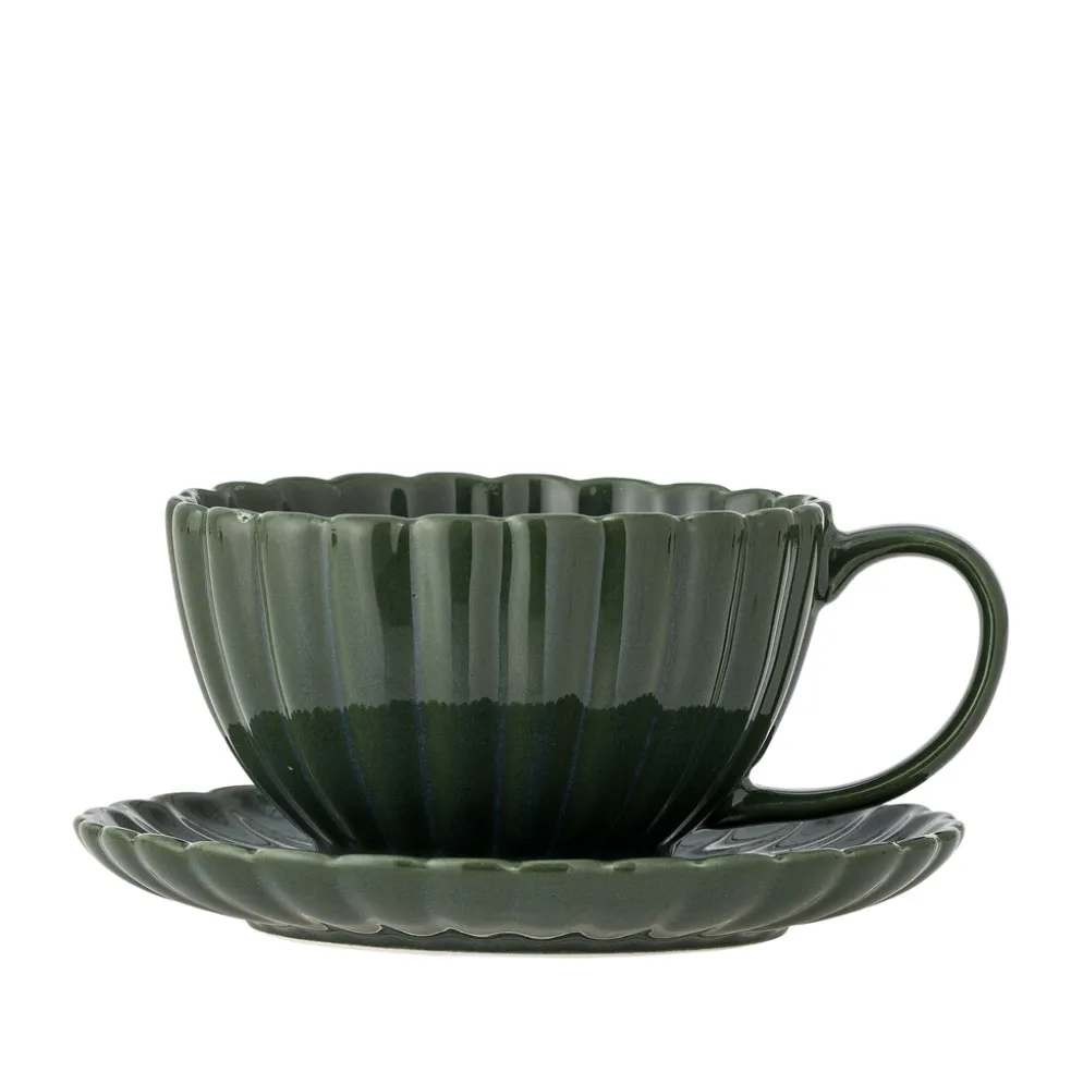 Bloomingville Latina Tasse mit Untertasse, Steingut