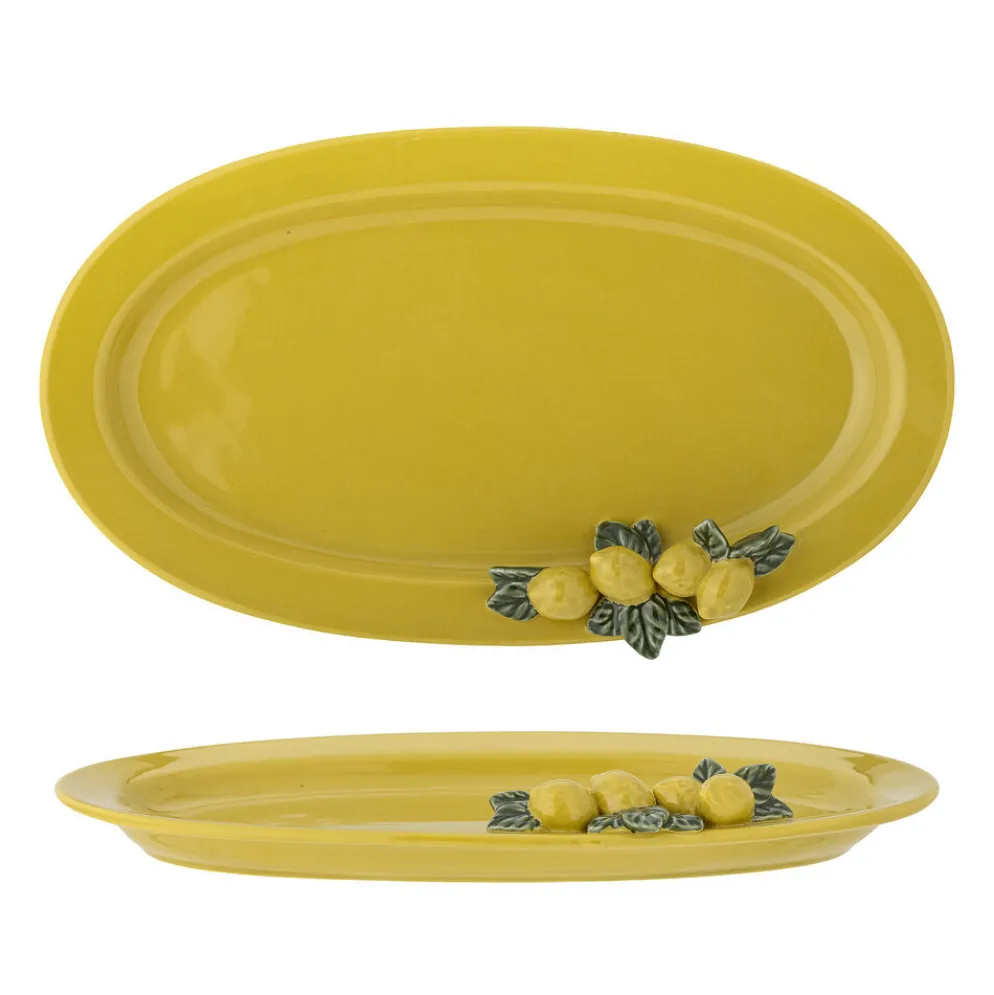 Bloomingville Limone Servierplatte, Gelb, Steingut