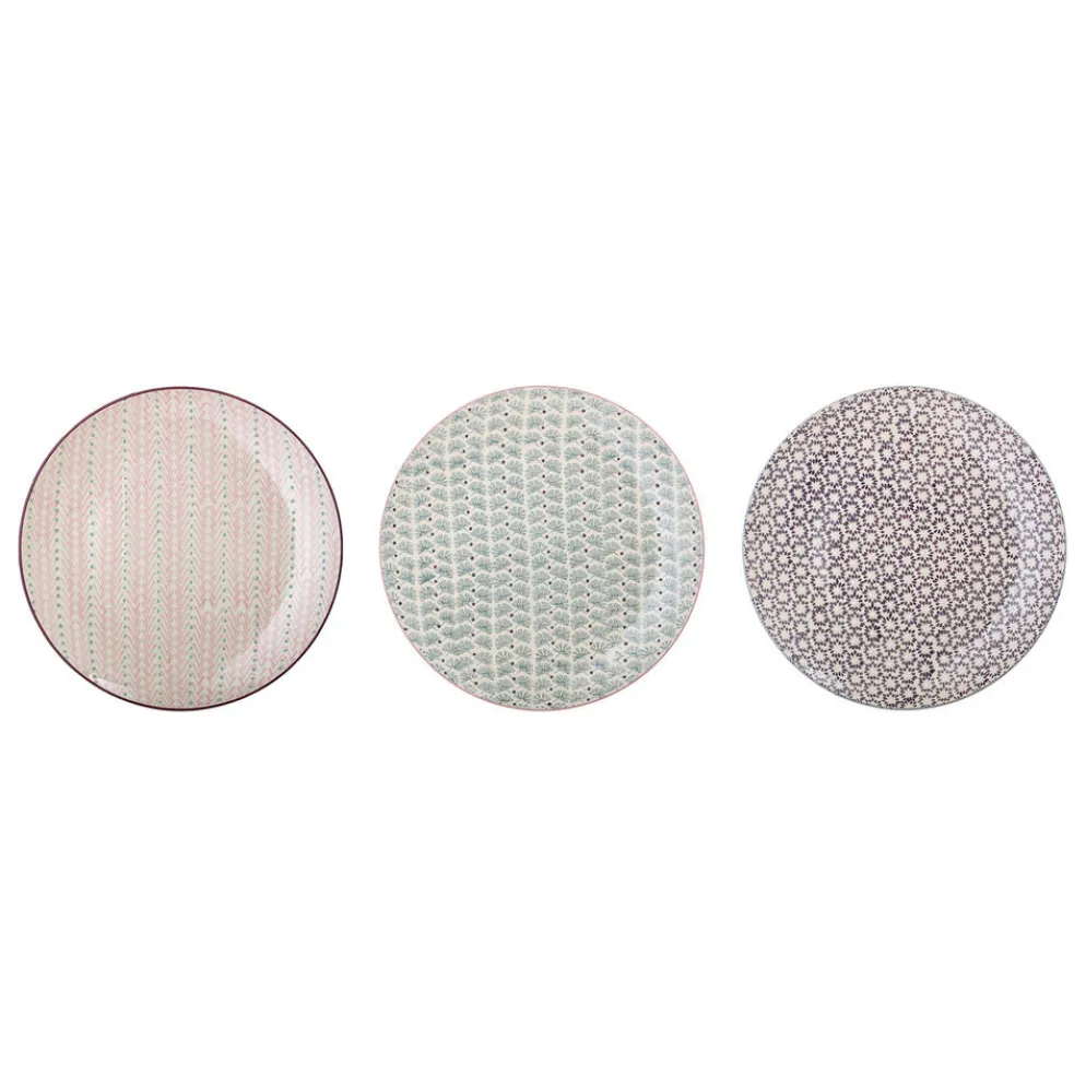 Bloomingville Maya Teller groß, Violett, Steingut 3er-Set