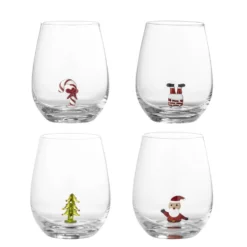 Bloomingville Misa Trinkglas Weihnachtlich, 4er Set