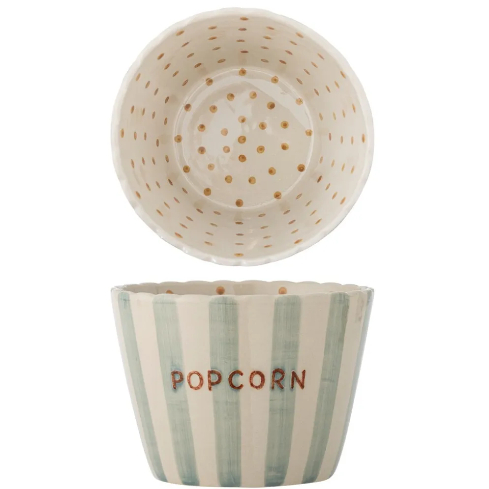 Bloomingville Popcorn Schale Bunt – Handbemaltes Steingut im Hygge-Stil
