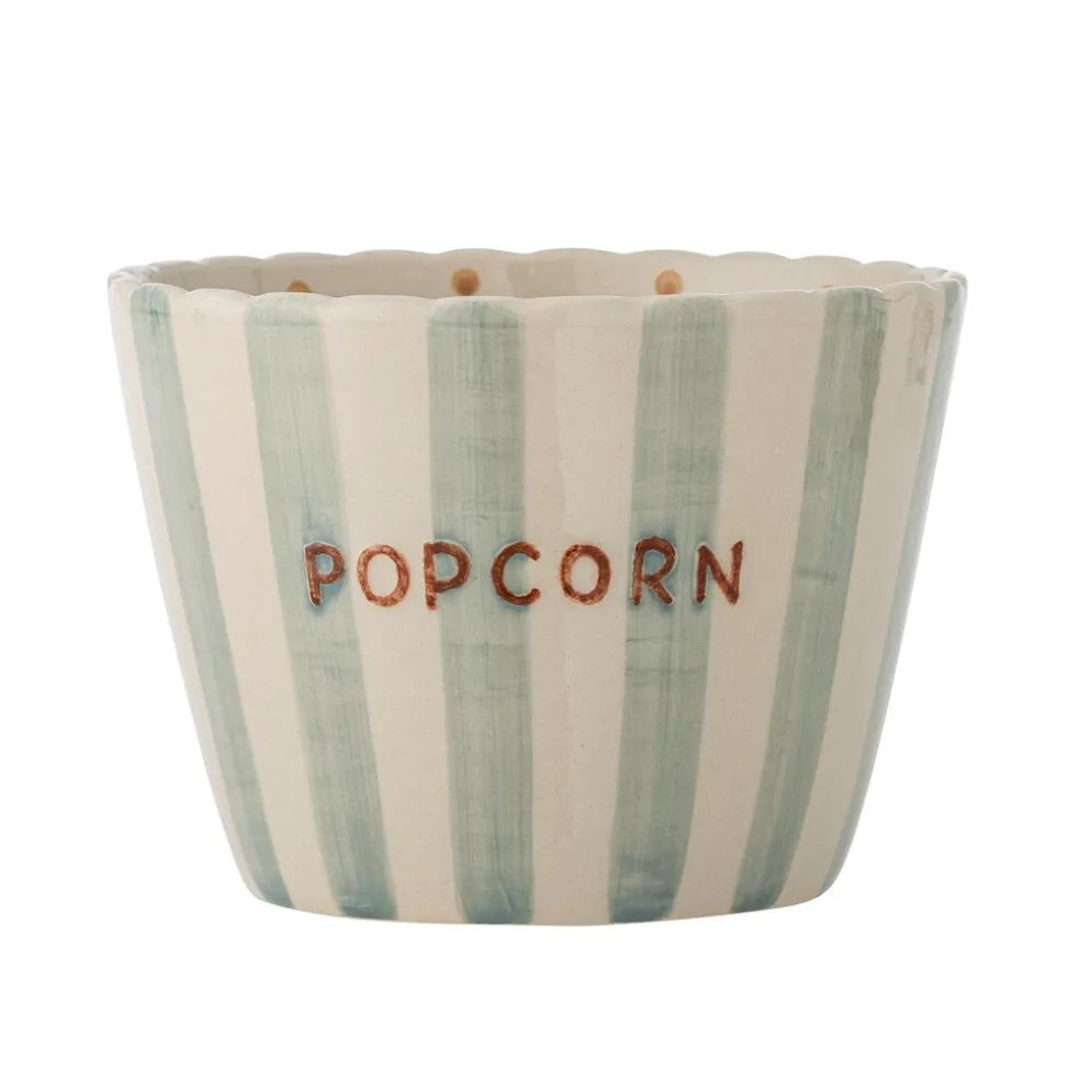 Bloomingville Popcorn Schale Bunt – Handbemaltes Steingut im Hygge-Stil