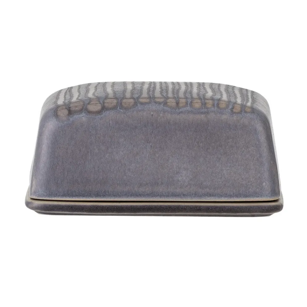 Bloomingville Raben Butterdose, Grau, Steingut