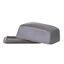 Bloomingville Raben Butterdose, Grau, Steingut