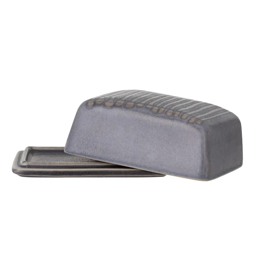 Bloomingville Raben Butterdose, Grau, Steingut
