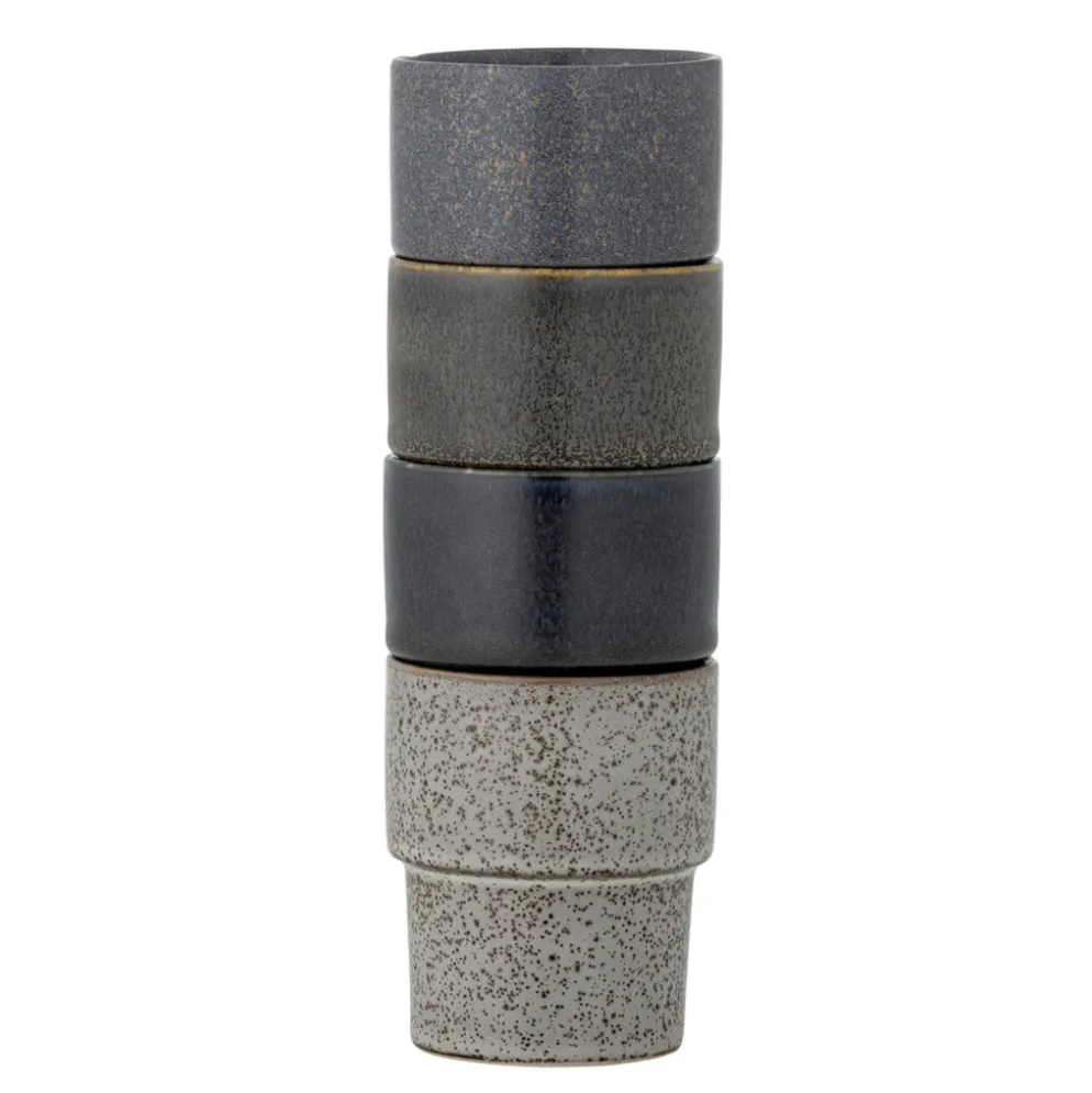 Bloomingville Stapelbarer Steingut Becher Ewan 4er-Set