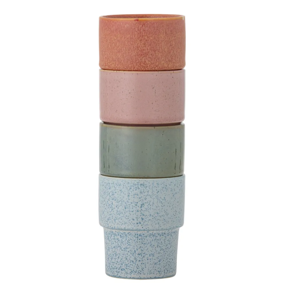 Bloomingville Stapelbarer Steingut Becher Ewan 4er-Set