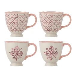 Bloomingville Steingut-Becher Wonderland Rose 4er-Set