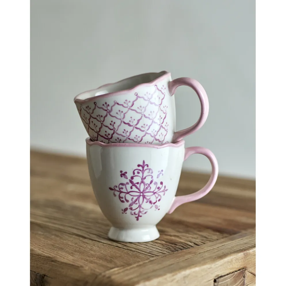Bloomingville Steingut-Becher Wonderland Rose 4er-Set