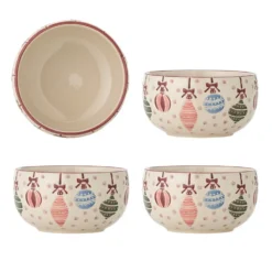 Bloomingville Steingut-Schale Ornamentia Weihnachten 4er-Set 535 ml