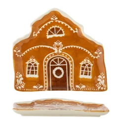 Bloomingville Steingut-Servierplatte Gina Braun, Weihnachten