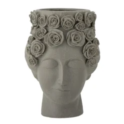 Bloomingville Vase Akira Grau, Steingut