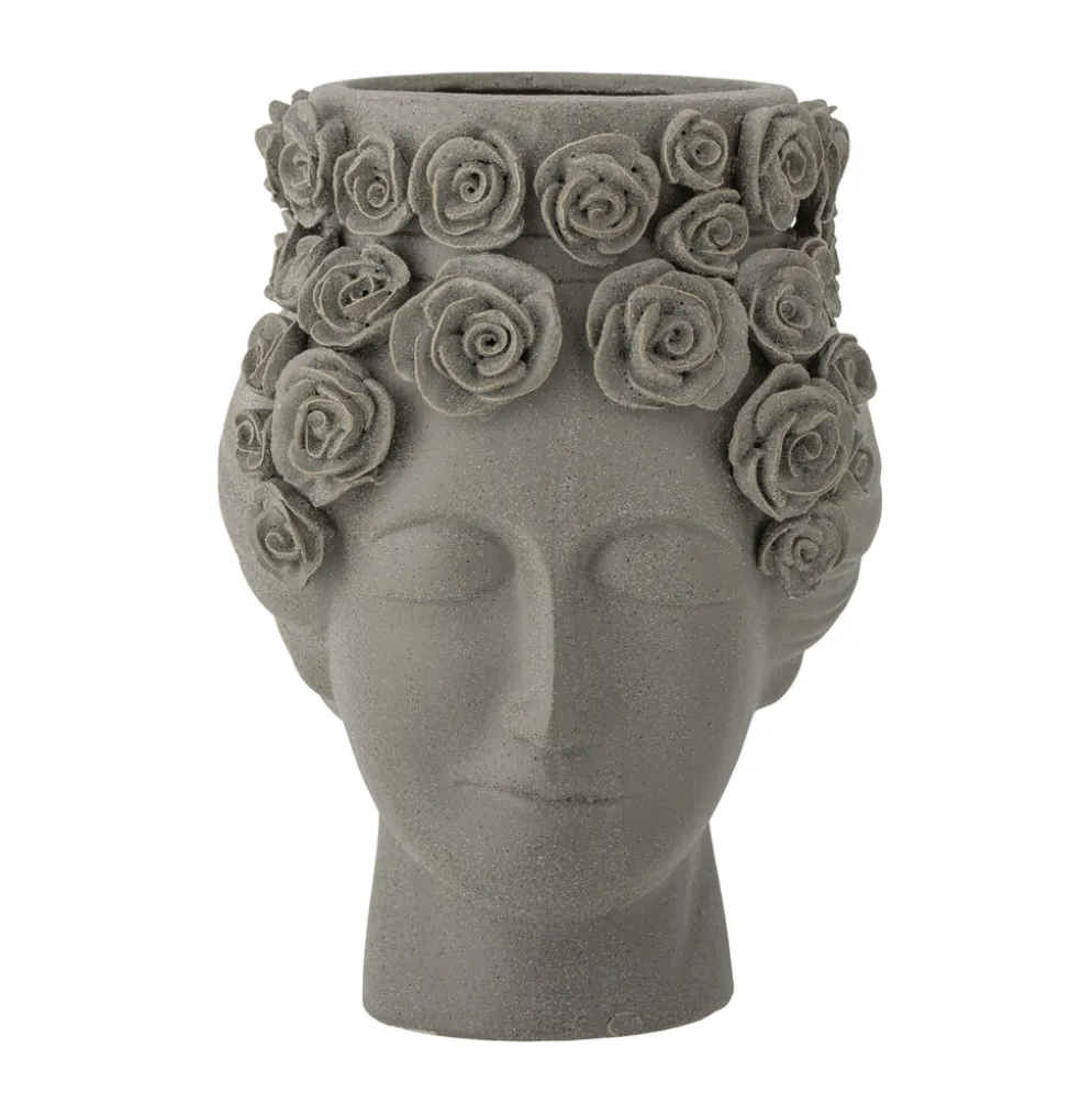 Bloomingville Vase Akira Grau, Steingut