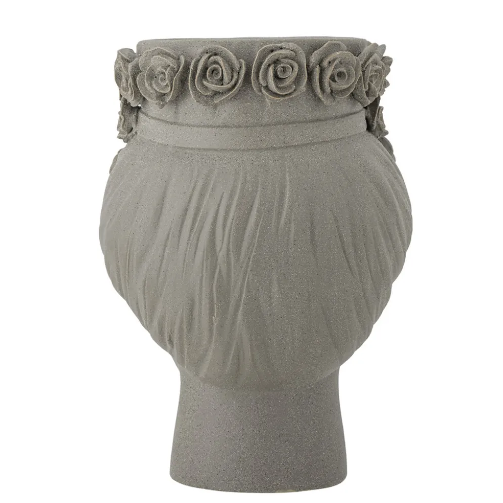 Bloomingville Vase Akira Grau, Steingut
