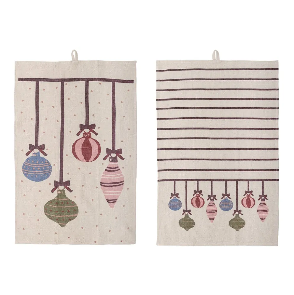 Bloomingville Weihnachtliches Geschirrhandtuch Ornamentia Bunt (2er-Set)
