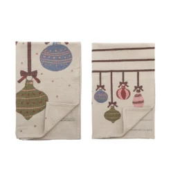 Bloomingville Weihnachtliches Geschirrhandtuch Ornamentia Bunt (2er-Set)