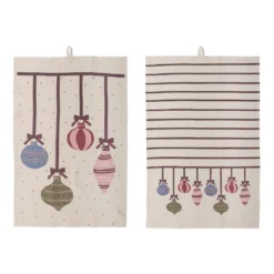 Bloomingville Weihnachtliches Geschirrhandtuch Ornamentia Bunt (2er-Set)