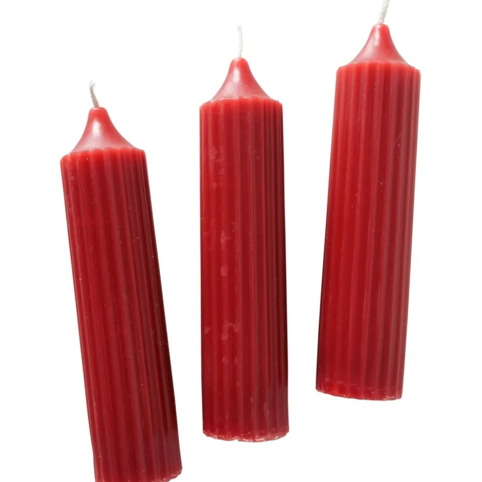 Boltze Dicke Stabkerzen Riffly Ø 3,5 cm, 3er Set