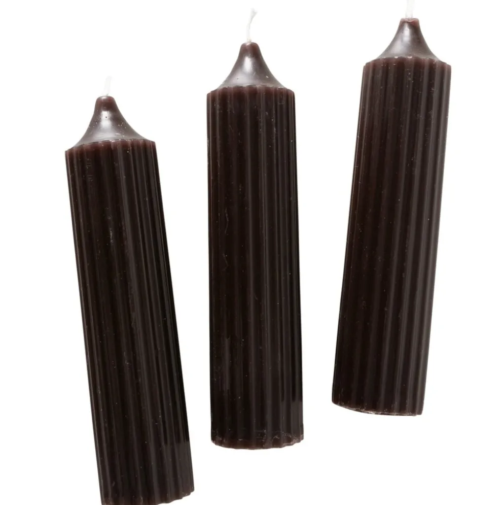Boltze Dicke Stabkerzen Riffly Ø 3,5 cm, 3er Set