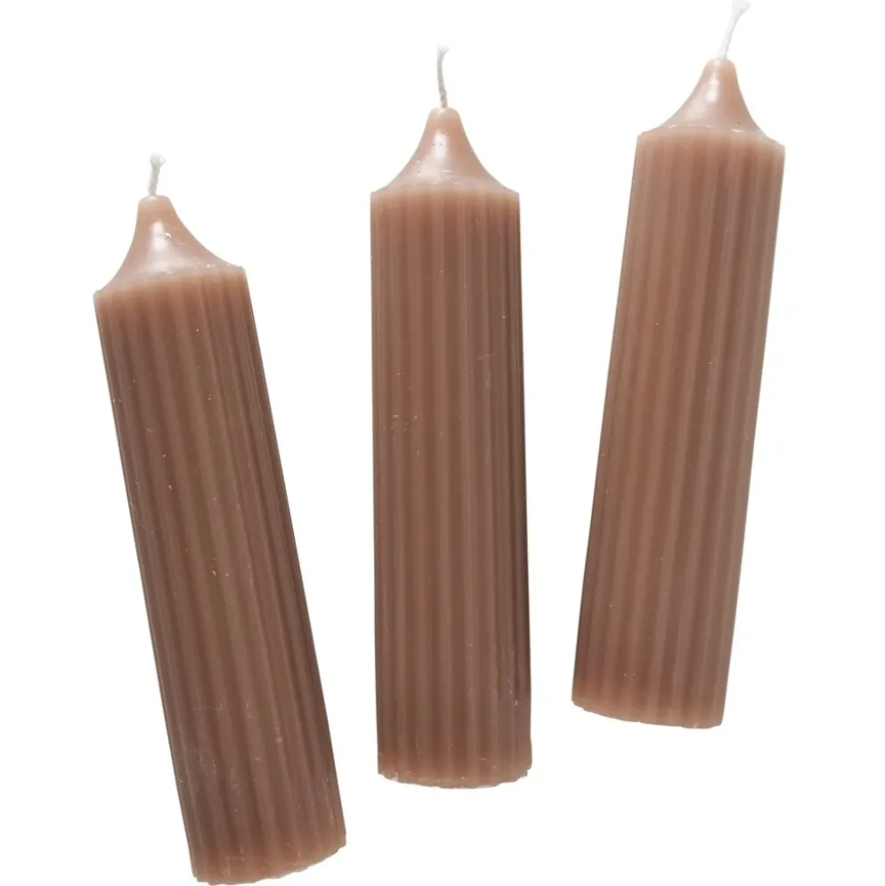 Boltze Dicke Stabkerzen Riffly Ø 3,5 cm, 3er Set