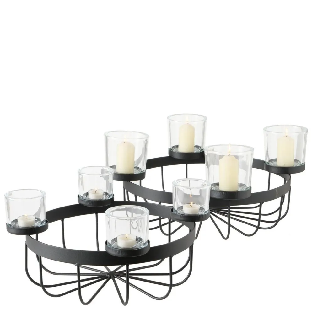 Boltze 2er Set Schale mit Kerzenhalter Jonna
