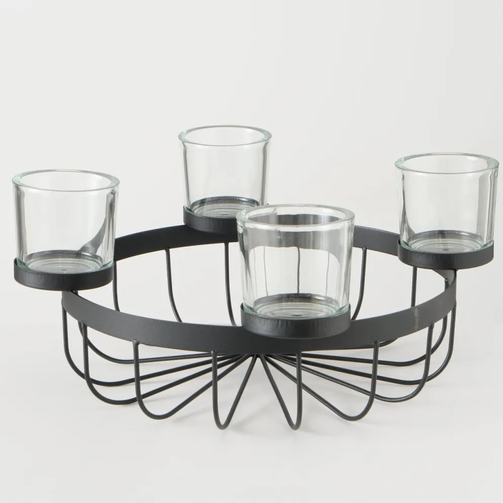 Boltze 2er Set Schale mit Kerzenhalter Jonna