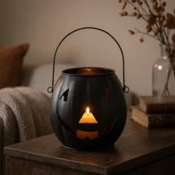 Boltze Halloween Windlicht Grimasi Schwarz