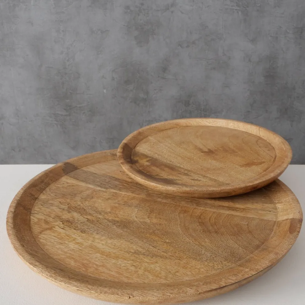 Boltze Holz Teller Tablett Maino 2-teilig