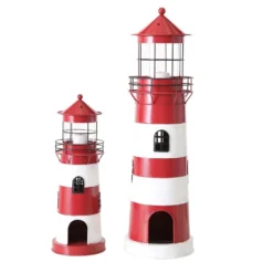 Boltze Laterne roter Leuchtturm, 2 tlg