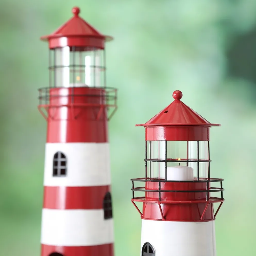 Boltze Laterne roter Leuchtturm, 2 tlg