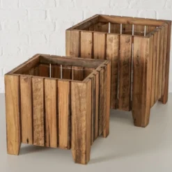 Boltze Outdoor Übertopf Nando 2er Set aus Holz