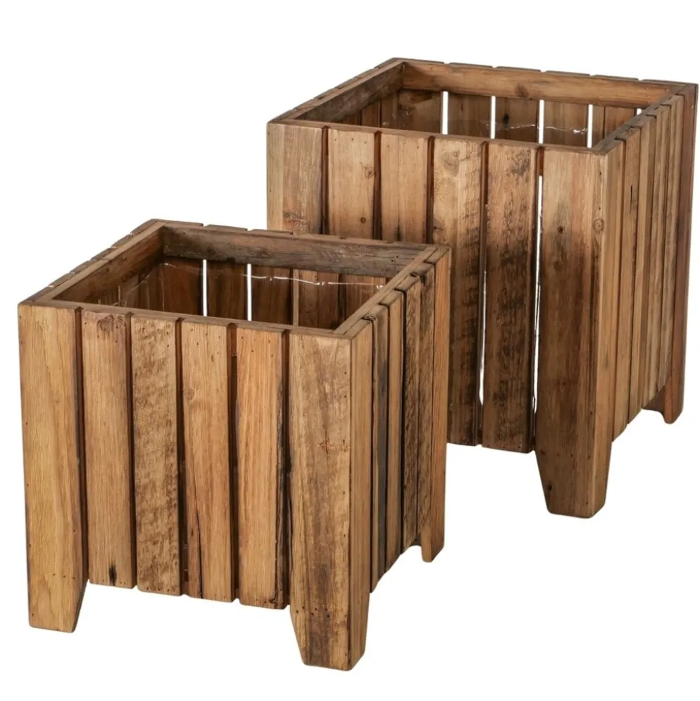 Boltze Outdoor Übertopf Nando 2er Set aus Holz