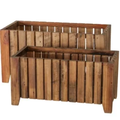 Boltze Outdoor Übertopf Nando 2er Set aus Holz