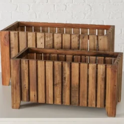 Boltze Outdoor Übertopf Nando 2er Set aus Holz